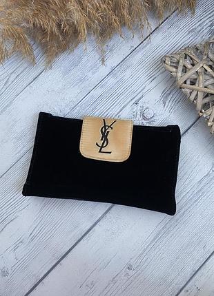 Винтажная сумка-клатч yves saint laurent parfums черный бархат и золотой атлас