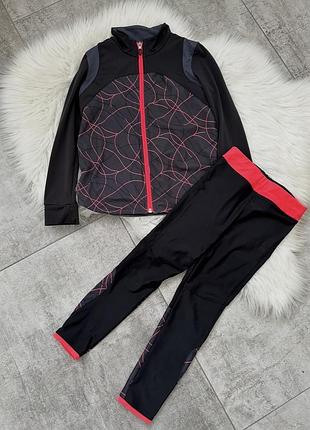 Спортивний костюм для дівчинки decathlon чорний з рожевим, розмір 128
