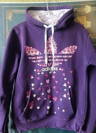 Худі adidas originals l фіолетове з квітковим принтом, жіноче