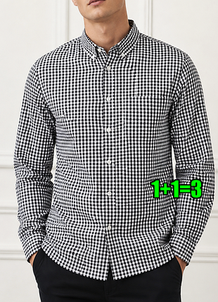 😉1+1=3** мужская черно-белая рубашка в клетку topman, размер 44 - 46