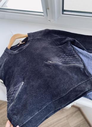 Плюшевая кофта с карманами zara, чёрный вельветовый свитер zara6 фото