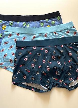3 шт комплект боксерів труси з принтами чоловічі primark