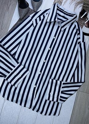 Сатинова сорочка h&m xl oversize смугаста сорочка вільного прямого крою подовжена сорочка жіноча