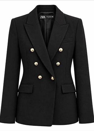Двобортний жакет zara з вінтажними ґудзиками
