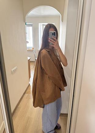 Коричневий піджак stradivarius 4