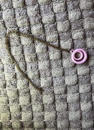 Дитячий ланцюжок з рожевим кулоном, підвіска біжутерія