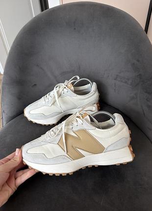 Кросівки жіночі new balance 327 бежеві, білі (розмір 37, довжина устілки 23,5 см)