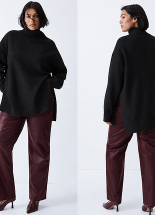 Свитер с разрезами, воротник стойка р.l, xl h&amp;m