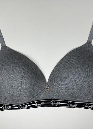 Бюстгальтер в рубчик без кісточок , тонкий паралон marks&spencer rosie - сірий, рр 70е