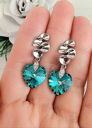 Сережки сердечка swarovski 2