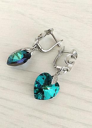 Сережки сердечка swarovski 3