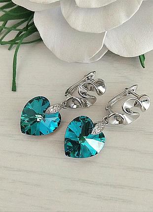 Сережки сердечка swarovski