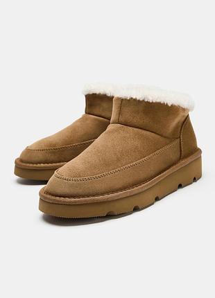 Коричневі черевики жіночі хутряні zara new