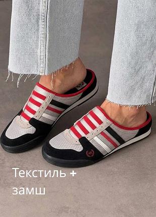 Круті жіночі мюлі сабо із замші та текстилі нові жіночі мюлі кросівки 4rest американські мюлі нові зі коробкою жіночі мюлі сабо в спортивному стилі