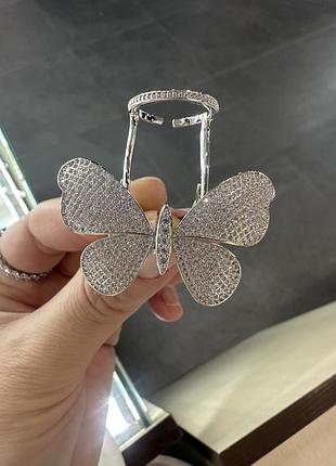 Колечко метелик в сріблі та золоті