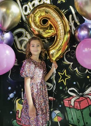Сукня для дівчинки zara рожева з паєтками 8-9 років (128-134 см)