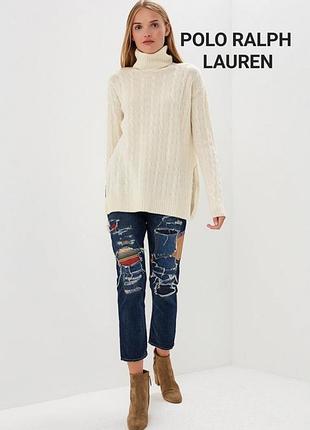 Светр водолазка з вовни молочний polo ralph lauren в коси
