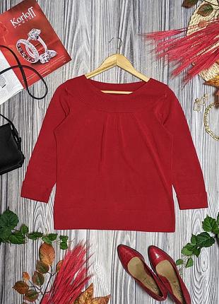 Червоний тонкий светр з вкороченим рукавом marks&spencer #4838