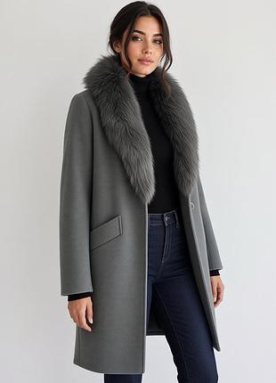 Пальто laura jo’s — серое-зеленое классическое