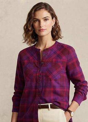 Жіноча сорочка eddie bauer в клітинку, фіолетова