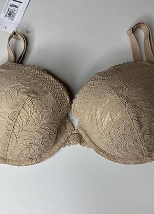 Бюстгальтер мереживний на кісточках з пуш-ап m&s - бежевий , рр 70f