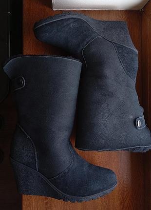 Зимние сапоги zippyboot оригинал р.37 черные натуральная замша, нубук и овчина