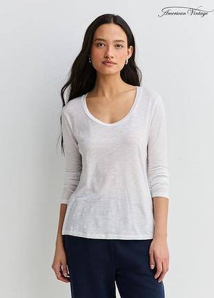 Білий лонгслів pima cotton від american vintage