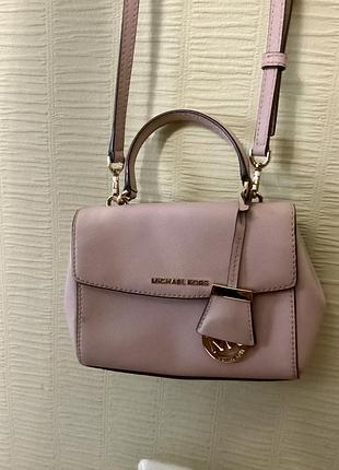 Жіноча сумка michael kors рожева маленька шкіряна