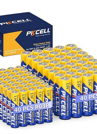 Батарейка 80шт pkcell super heavy duty aa + aaa bli 40 + 40 шт