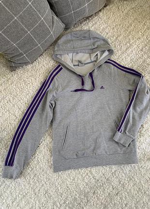 Худі в сірому кольорі на флісі adidas