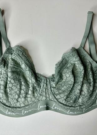 Бюстгальтер мереживний з сіточкою принт лео m&s - хакі, рр 80a, 80d