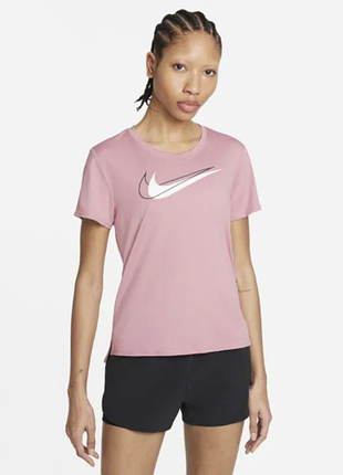 Женский беговой топ nike dri fit swoosh run розового цвета спортивная футболка оригинал