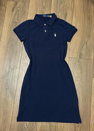Сукня поло polo ralph lauren синя xs s бавовняна