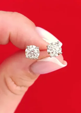 Срібні сережки-пусети з муасанітом 2-0,6 ct 4 мм, сертифікат (арт.685633613)