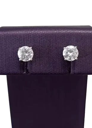 Серебряные серьги-пусеты с муассанитом 2-1,6&nbsp;ct 6 мм, сертификат (арт.219157498-219157497)