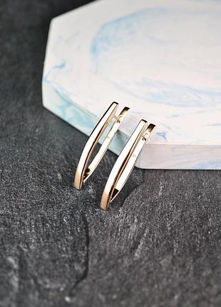 Сережки довгі скоби медична сталь позолота (x265-2)
