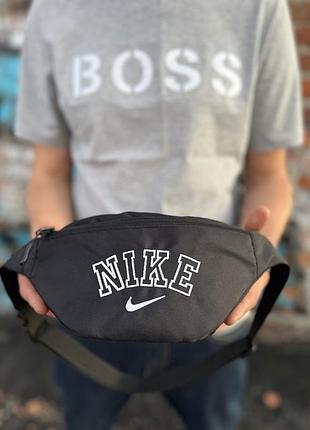 Чоловіча бананка nike через плече, чорна спортивна сумка oxford 1000d 34×14 см