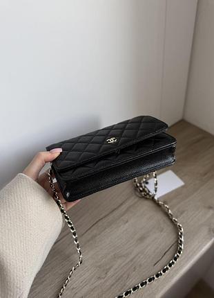 Сумка клатч classic wallet on chain black/gold 4