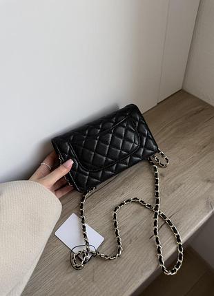 Сумка клатч classic wallet on chain black/gold 5
