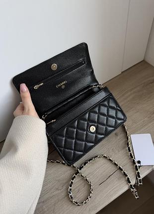 Сумка клатч classic wallet on chain black/gold 6