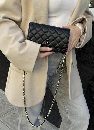 Сумка клатч classic wallet on chain black/gold 10