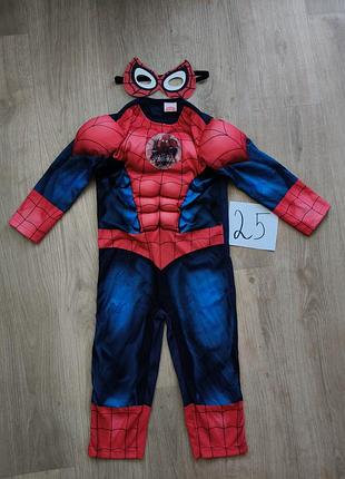 Дитячий костюм людини-павука (spider-man) з м'якими поролоновими накладками-«м'язами» на грудях та плечах, а також напівмаскою на зав'язках 92 см 98см