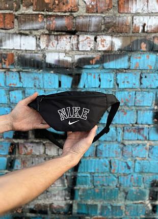 Бананка nike 34×14 см, чорна чоловіча сумка через плече та на пояс