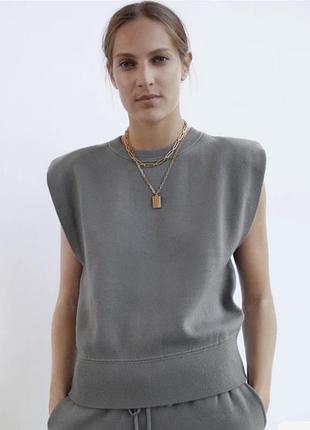 Жіночий джемпер zara сірий без рукавів