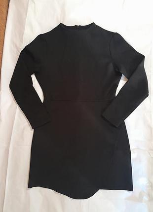 Жіноча коротка сукня zara чорна з довгим рукавом на запах s/m