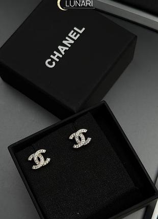 Сережки жіночі chanel срібні з фіанітами