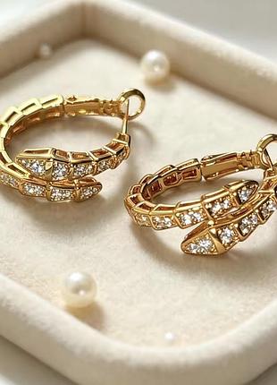 Сережки для жінок bvlgari у вигляді змійки, золотисті