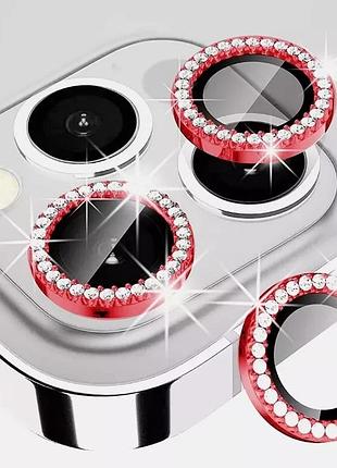 Скло (лінзи) для камери diamonds lens для iphone 14 pro/14 pro max red