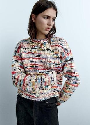 Шикарный шерстяной теплый светер zara