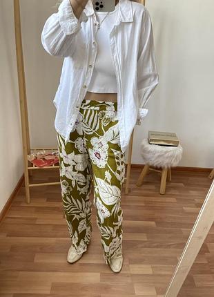 Zara лляні брюки в квіти 7